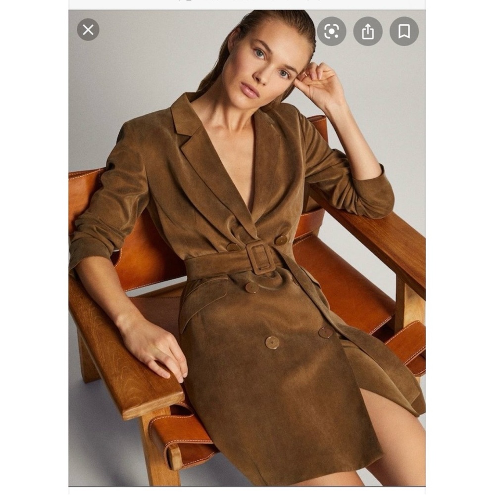 Massimo Dutti Tan Satin Blazer